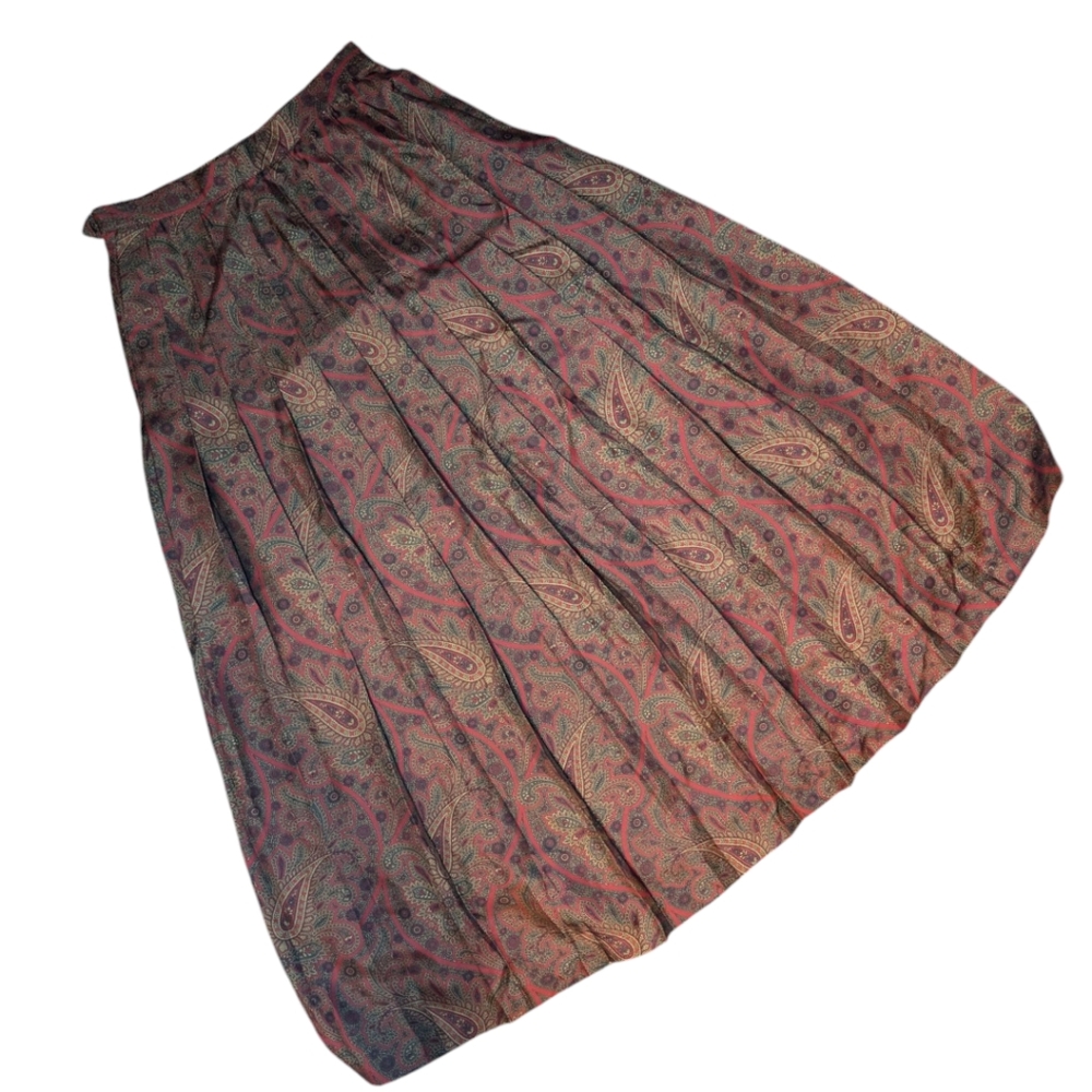 Burberry Paisley Patterned Pleated Midi Skirt Size 4
